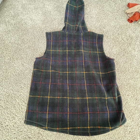 Lauren Ralph Lauren Tartan Plaid Fleece Vest With Hood Size L - Picture 8 of 9
